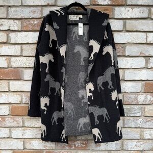 Anthropologie Field Flower Wool Cardigan with Horses NWT